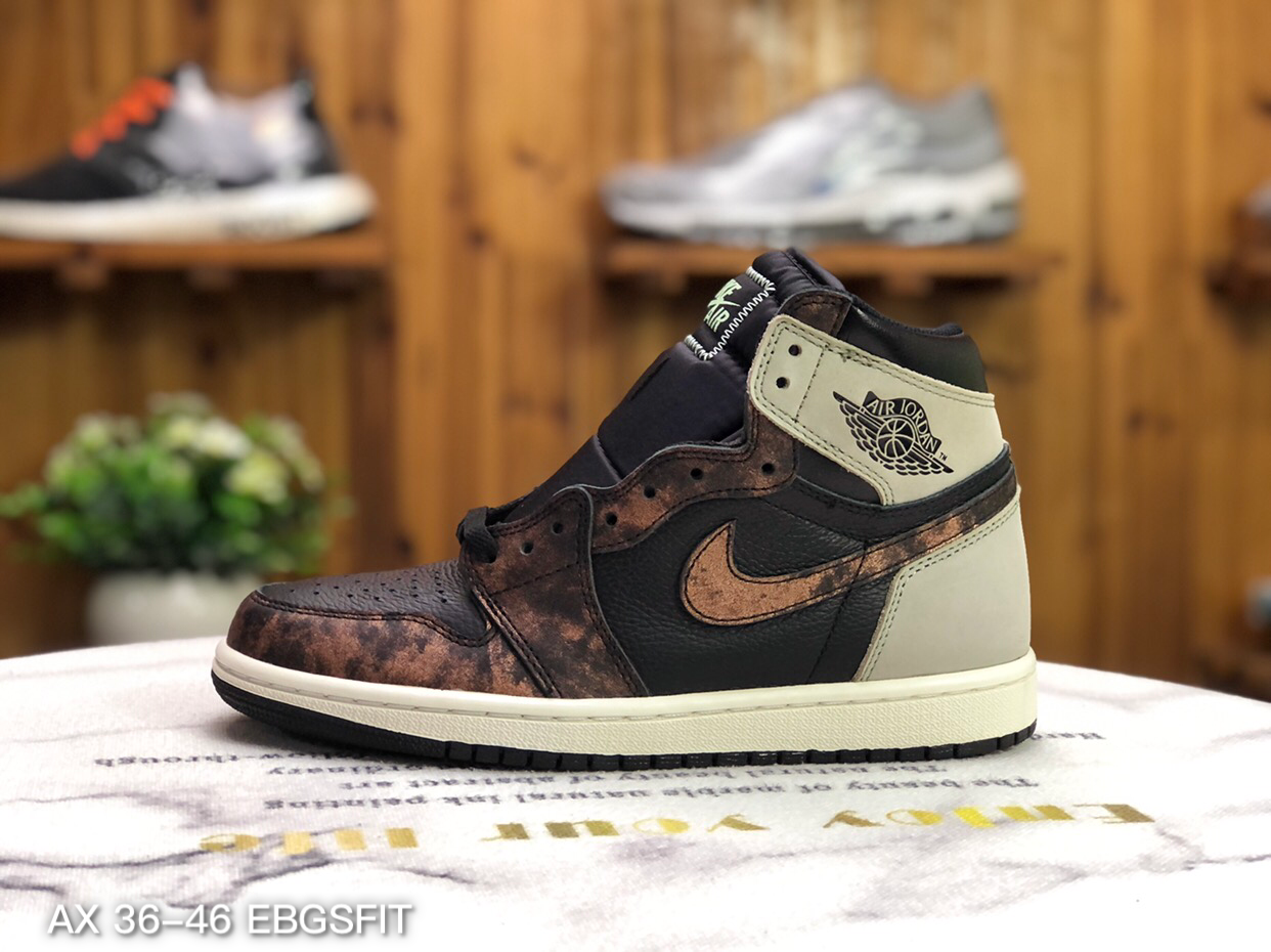 2021 Air Jordan 1 High Bronze Black Grey Shoes